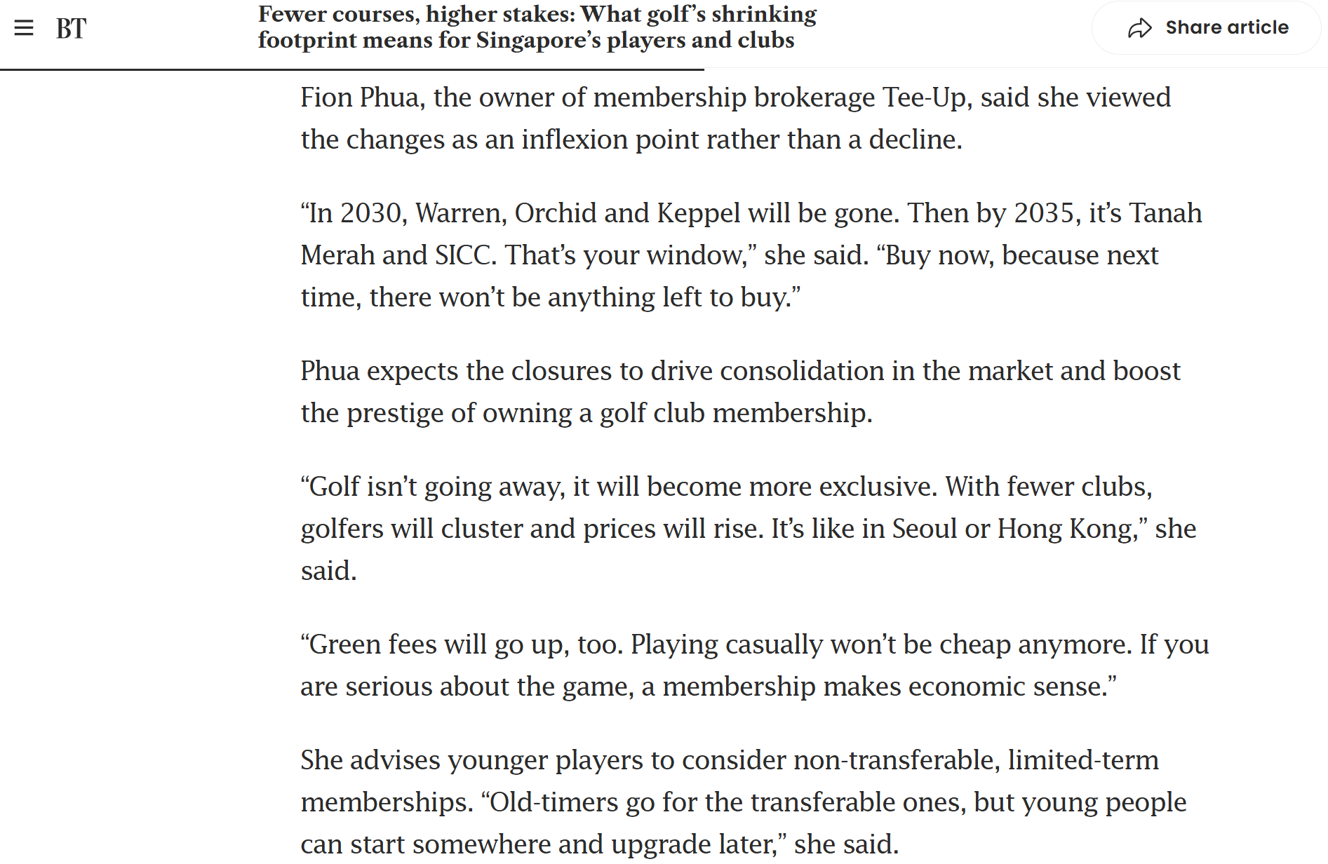 Future of SG Golf Clubs Business Times